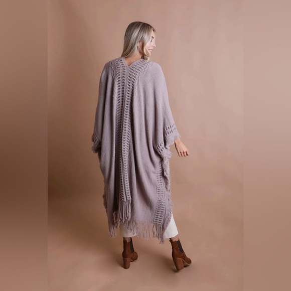 OPEN FRONT LONG FRAYED LONG BOHEMIAN CARDIGAN-OS - Picture 2 of 3